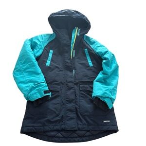 Lands End Navy Aqua Insulated Jacket Size 10-12